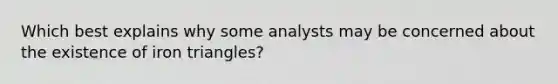 Which best explains why some analysts may be concerned about the existence of iron triangles?