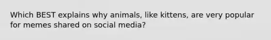 Which BEST explains why animals, like kittens, are very popular for memes shared on social media?