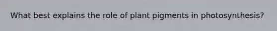 What best explains the role of plant pigments in photosynthesis?