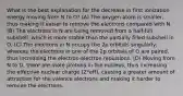 What is the best explanation for the decrease in first ionization energy moving from N to O? (A) The oxygen atom is smaller, thus making it easier to remove the electrons compared with N. (B) The electrons in N are being removed from a half-full subshell, which is more stable than the partially filled subshell in O. (C) The electrons in N occupy the 2p orbitals singularly, whereas the electrons in one of the 2p orbitals of O are paired, thus increasing the electron-electron repulsions. (D) Moving from N to O, there are more protons in the nucleus, thus increasing the effective nuclear charge (Z*eff), causing a greater amount of attraction for the valence electrons and making it harder to remove the electrons.