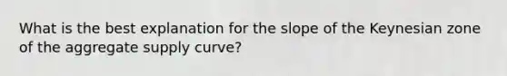 What is the best explanation for the slope of the Keynesian zone of the aggregate supply curve?