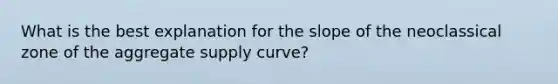 What is the best explanation for the slope of the neoclassical zone of the aggregate supply curve?