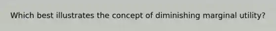 Which best illustrates the concept of diminishing <a href='https://www.questionai.com/knowledge/k882a675Wh-marginal-utility' class='anchor-knowledge'>marginal utility</a>?