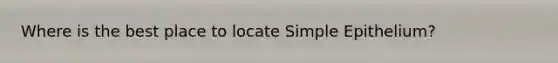 Where is the best place to locate Simple Epithelium?