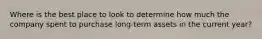 Where is the best place to look to determine how much the company spent to purchase long-term assets in the current year?