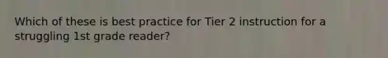 Which of these is best practice for Tier 2 instruction for a struggling 1st grade reader?