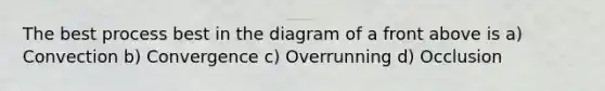 The best process best in the diagram of a front above is a) Convection b) Convergence c) Overrunning d) Occlusion