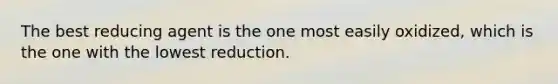 The best reducing agent is the one most easily oxidized, which is the one with the lowest reduction.