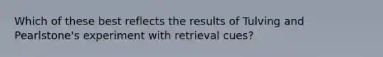 Which of these best reflects the results of Tulving and Pearlstone's experiment with retrieval cues?