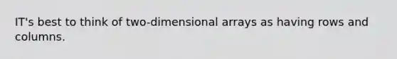 IT's best to think of two-dimensional arrays as having rows and columns.