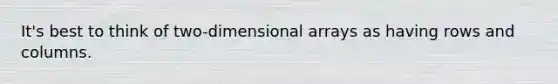 It's best to think of two-dimensional arrays as having rows and columns.