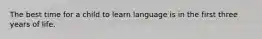 The best time for a child to learn language is in the first three years of life.