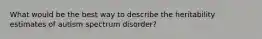 What would be the best way to describe the heritability estimates of autism spectrum disorder?