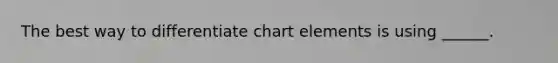 The best way to differentiate chart elements is using ______.