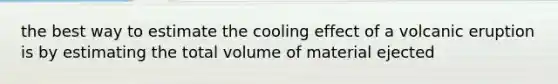 the best way to estimate the cooling effect of a volcanic eruption is by estimating the total volume of material ejected