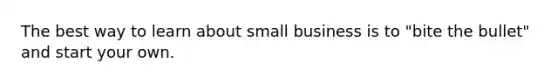 The best way to learn about small business is to "bite the bullet" and start your own.