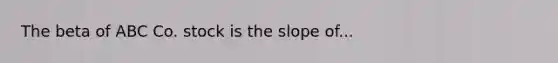 The beta of ABC Co. stock is the slope of...