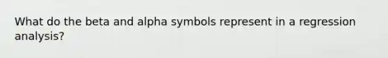 What do the beta and alpha symbols represent in a regression analysis?