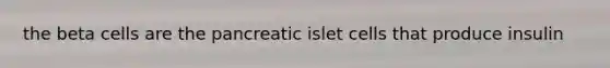 the beta cells are the pancreatic islet cells that produce insulin