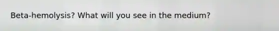 Beta-hemolysis? What will you see in the medium?