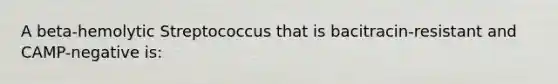 A beta-hemolytic Streptococcus that is bacitracin-resistant and CAMP-negative is: