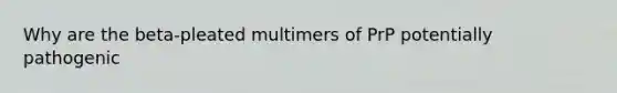 Why are the beta-pleated multimers of PrP potentially pathogenic