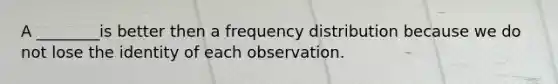 A ________is better then a frequency distribution because we do not lose the identity of each observation.