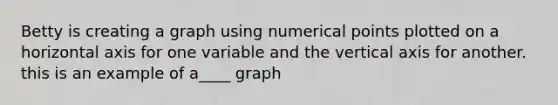 Betty is creating a graph using numerical points plotted on a horizontal axis for one variable and the vertical axis for another. this is an example of a____ graph