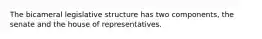 The bicameral legislative structure has two components, the senate and the house of representatives.