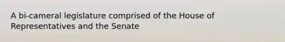 A bi-cameral legislature comprised of the House of Representatives and the Senate