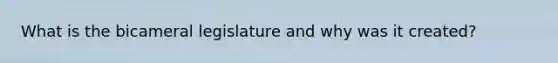 What is the bicameral legislature and why was it created?