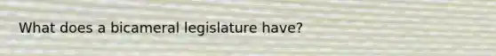 What does a bicameral legislature have?