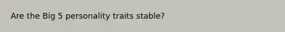 Are the Big 5 personality traits stable?