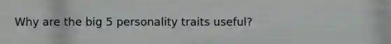 Why are the big 5 personality traits useful?