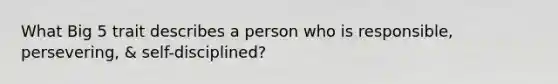 What Big 5 trait describes a person who is responsible, persevering, & self-disciplined?