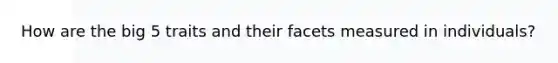 How are the big 5 traits and their facets measured in individuals?