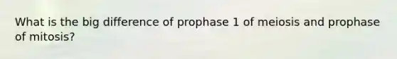 What is the big difference of prophase 1 of meiosis and prophase of mitosis?