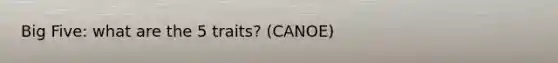 Big Five: what are the 5 traits? (CANOE)