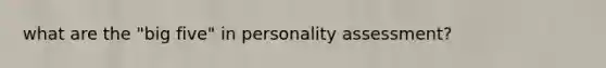 what are the "big five" in personality assessment?