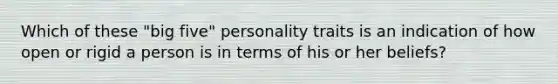 Which of these "big five" personality traits is an indication of how open or rigid a person is in terms of his or her beliefs?