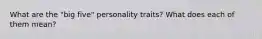 What are the "big five" personality traits? What does each of them mean?