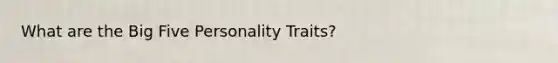 What are the Big Five Personality Traits?