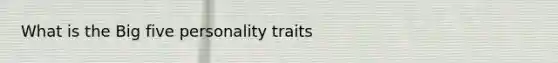 What is the Big five personality traits