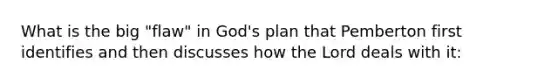 What is the big "flaw" in God's plan that Pemberton first identifies and then discusses how the Lord deals with it: