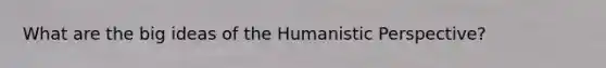 What are the big ideas of the Humanistic Perspective?