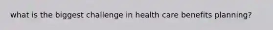 what is the biggest challenge in health care benefits planning?