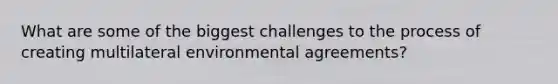 What are some of the biggest challenges to the process of creating multilateral environmental agreements?