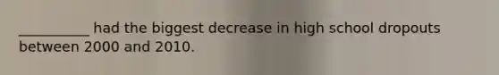 __________ had the biggest decrease in high school dropouts between 2000 and 2010.