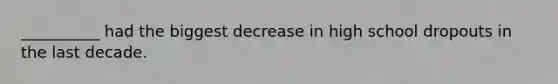 __________ had the biggest decrease in high school dropouts in the last decade.