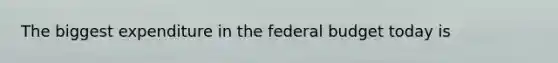 The biggest expenditure in <a href='https://www.questionai.com/knowledge/kS29NErBPI-the-federal-budget' class='anchor-knowledge'>the federal budget</a> today is